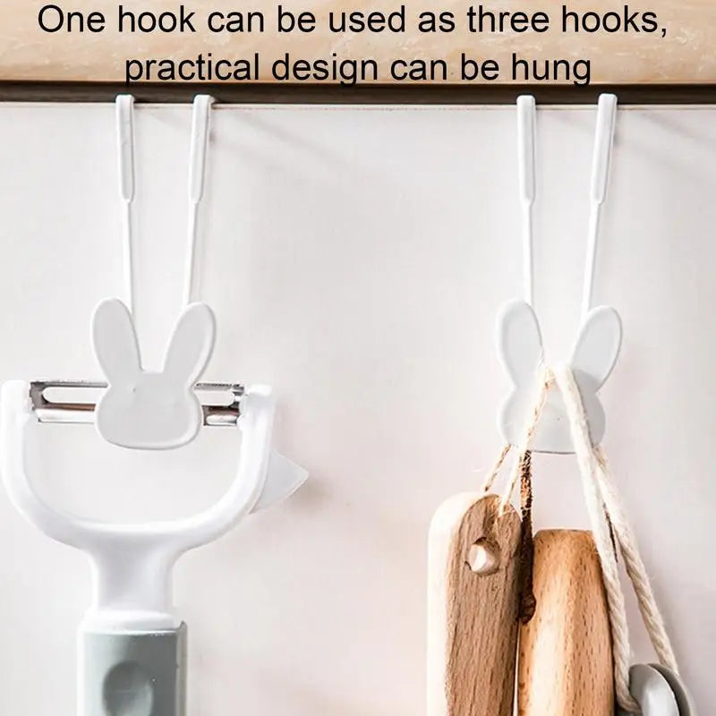 Over The Cabinet Door Hooks Punch Free Hanger Hook With Rabbit Home Storage Space-saving Organization Hooks For Kitchen Bedroom