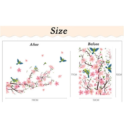 1 pc Sakura Wall Stickers Kids Rooms Bedroom Living Room DIY Art PVC Beautiful Flower Tree Removable Wallpaper home decor New