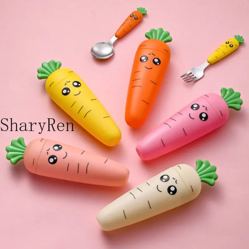 1/3Pcs Baby Feeding Utensils Cartoon Vegetable Fork Spoon Child Cutlery Set Kid Teaspoon Tableware Kitchen Gadgets Baby Items