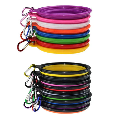 1000/350ml Solid Color Foldable Dog Bowl Food Container Collapsible Dog Bowl Water Dish Feeder Portable Water Bowl for Pet Cats