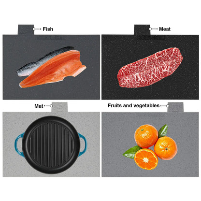 Schnesland Multifunction Cutting Board Sets 4Pcs Plastic Mats Marble Coating Kitchen Boards Set