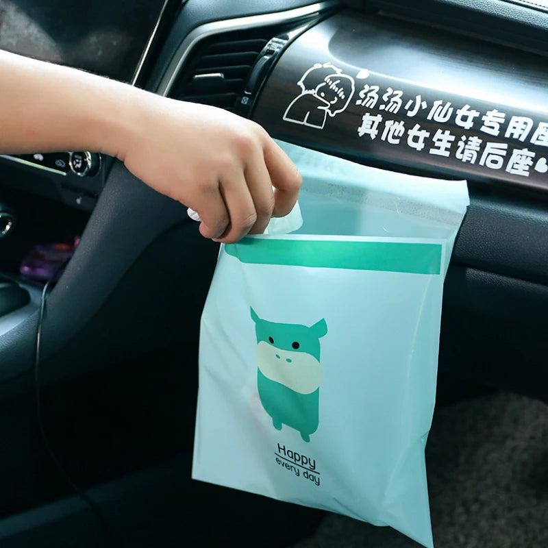 15Pcs Car Garbage Bag Kitchen Trash Rubbish Bag Traveling Portable Auto Seat Back Pasting Trash Bag Office Home Disposable Bag