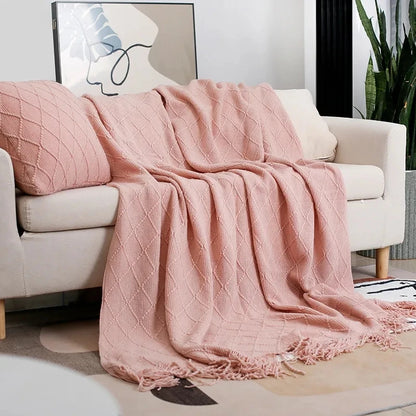 Nordic Knitted TV Blankets Bed End Decor Drop ShipShawl Sofa Blanket with Tassels Scarf Sofa Emulation Fleece Throw Blanket