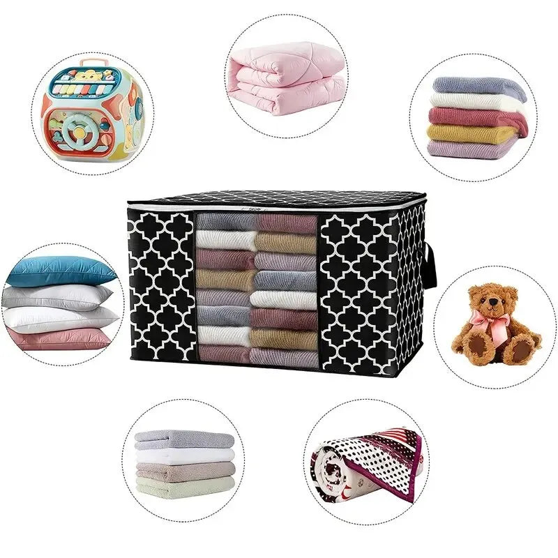 3pcs Quilt Storage Bags With Zipper Foldable Clothes Storage Organizer Dustproof Water Proof Large Capacity Home Closet Organize