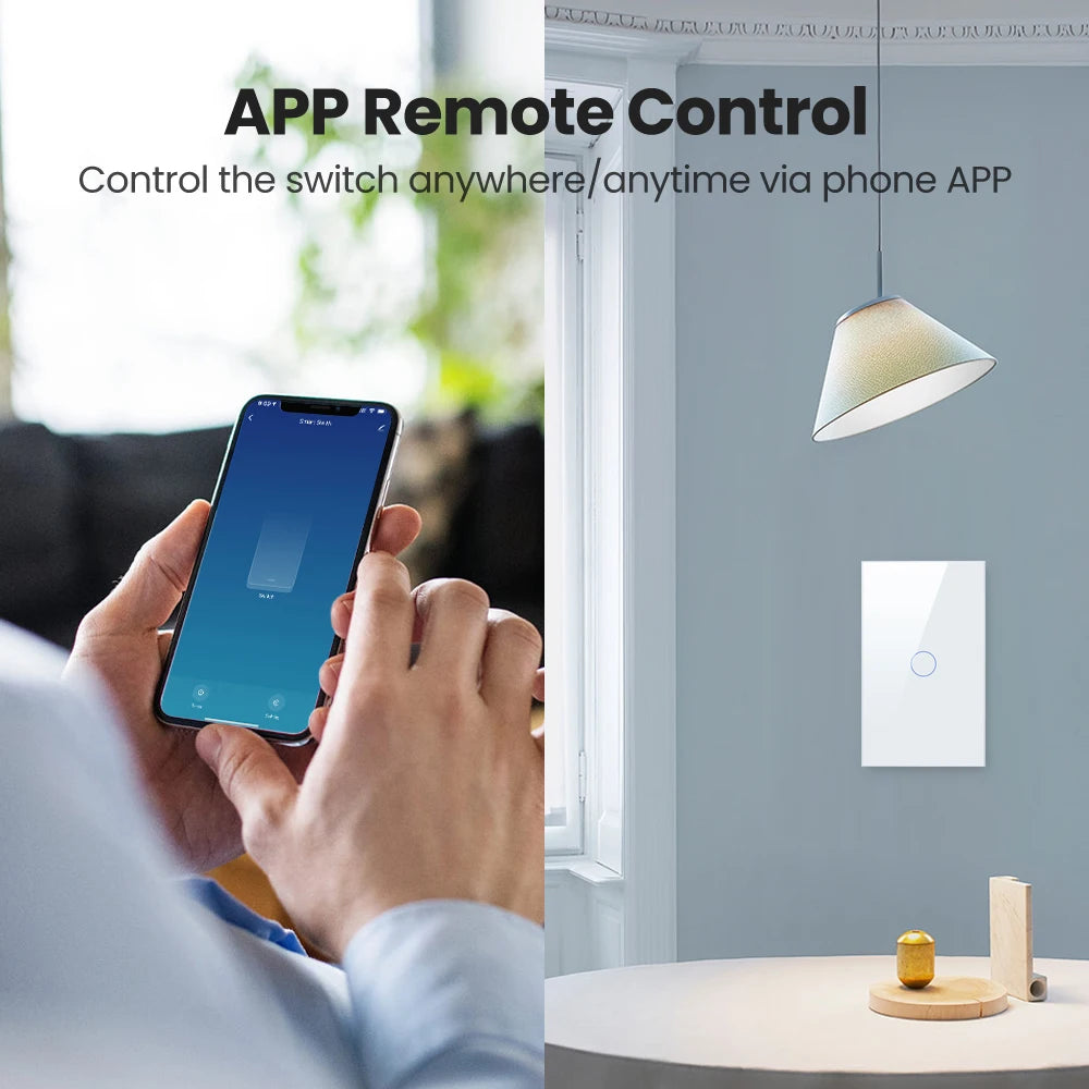 AVATTO Tuya WiFi Switch No Neutral Wire Required, RF433 Smart Home Interruptor Light Switch US 1/2/3 Works for Alexa Google home