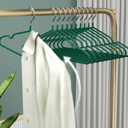 10pcs- Metal Traceless No-slip Clothes Hangers, Durable Strong Clothes Racks, Household Space Saver For Organization Of Bedroom