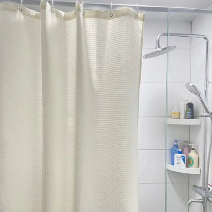 Thicken Jacquard Waffle Bathroom Shower Curtain Non-perforated Waterproof Solid Color Jacquard Waterproof Curtain for Home