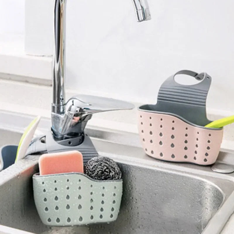 1Pcs Kitchen Accessories Utensils Organizer Adjustable Snap Sink Soap Sponge Holder Kitchen Hanging Drain Basket Kitchen Gadgets