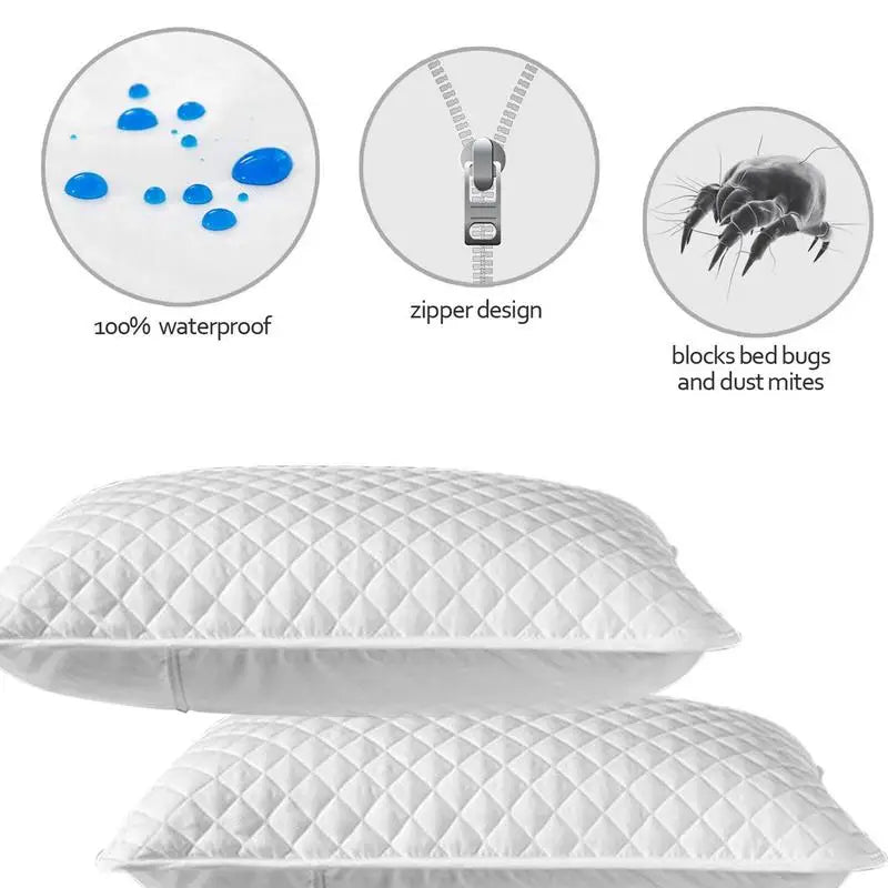 Waterproof Pillow Covers High Quality Moisture And Sweat Proof Pillow Cover Portable Solid Color Quilted Pillow Case Home Gadget