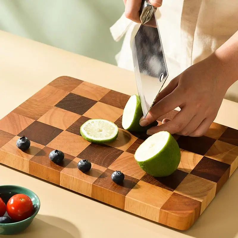 Checkerboard Beech Wood Cutting Board Household Kitchen Thickened Mold-proof Solid Wood Chopping Board