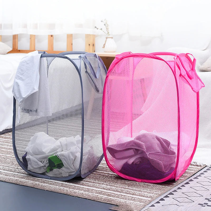 Laundry Bag Pop Up Mesh Washing Foldable Laundry Basket Bag Hamper Storage Dirty Clothes Hamper Clothing Ocean Ball Storage