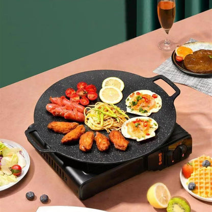 Grill Pan Korean Round Non-Stick Barbecue Plate Outdoor Travel Camping BBQ Frying Pan Barbecue Accessories