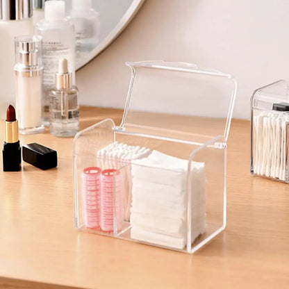 Acrylic Bathroom Organizer Stylish Acrylic Swab Jewelry Storage Solution Transparent 3-grid Holder with for Q-tips for Bedrooms