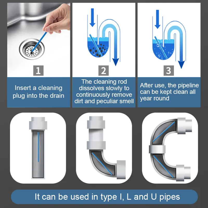 Kitchen Sink Sewer Cleaning Agent Remove Oil Pollution Washbasin Toilet Bathtub Pipe Cleaning Sticks Household Cleaning Products