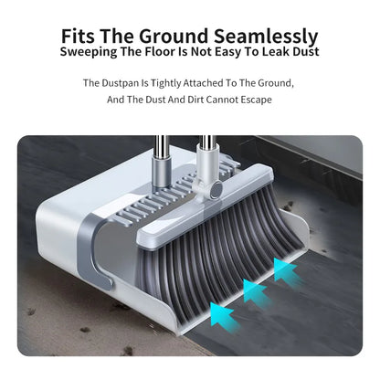 Joybos Broom Dustpan Set Combination Two-Piece Broom Set Household Rotating Windproof Comb Type Long Hair Telescopic Broom Head