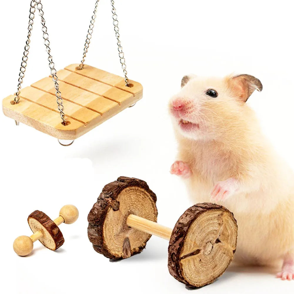 Hamster Chew Toy Set Small Animal Molar Care Wooden Accessories For Guinea Pigs Wooden Toys Pet Molars Supplies