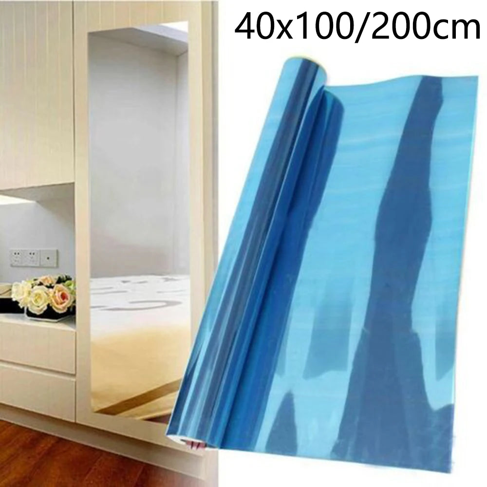 1pc Large Mirror Wall Sticker Rectangle Self Adhesive Acrylic Mirror Tiles Stickers For Bedroom Bathroom Home Decor 40x200cm