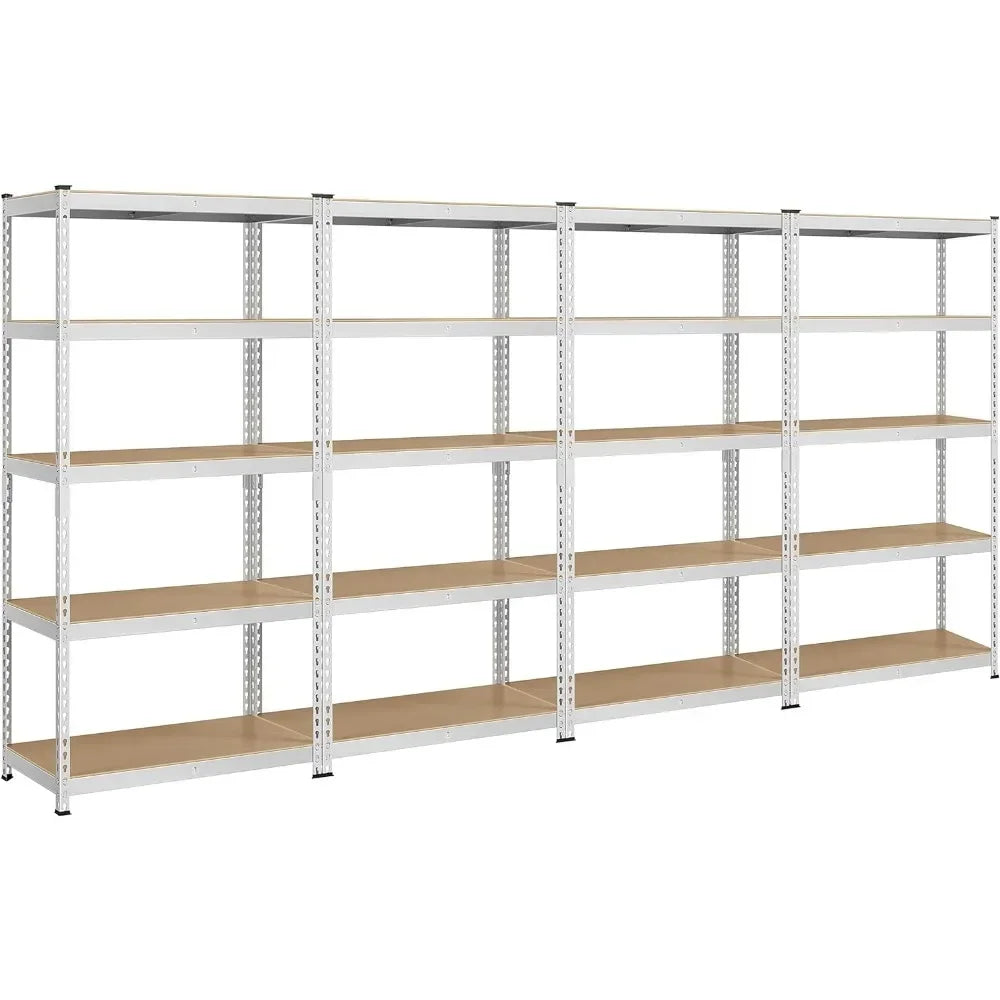 Topeakmart 4PCS 5-Tier Utility Shelves, Metal Storage Shelves Garage Shelving Unit Adjustable Garage Storage Shelves