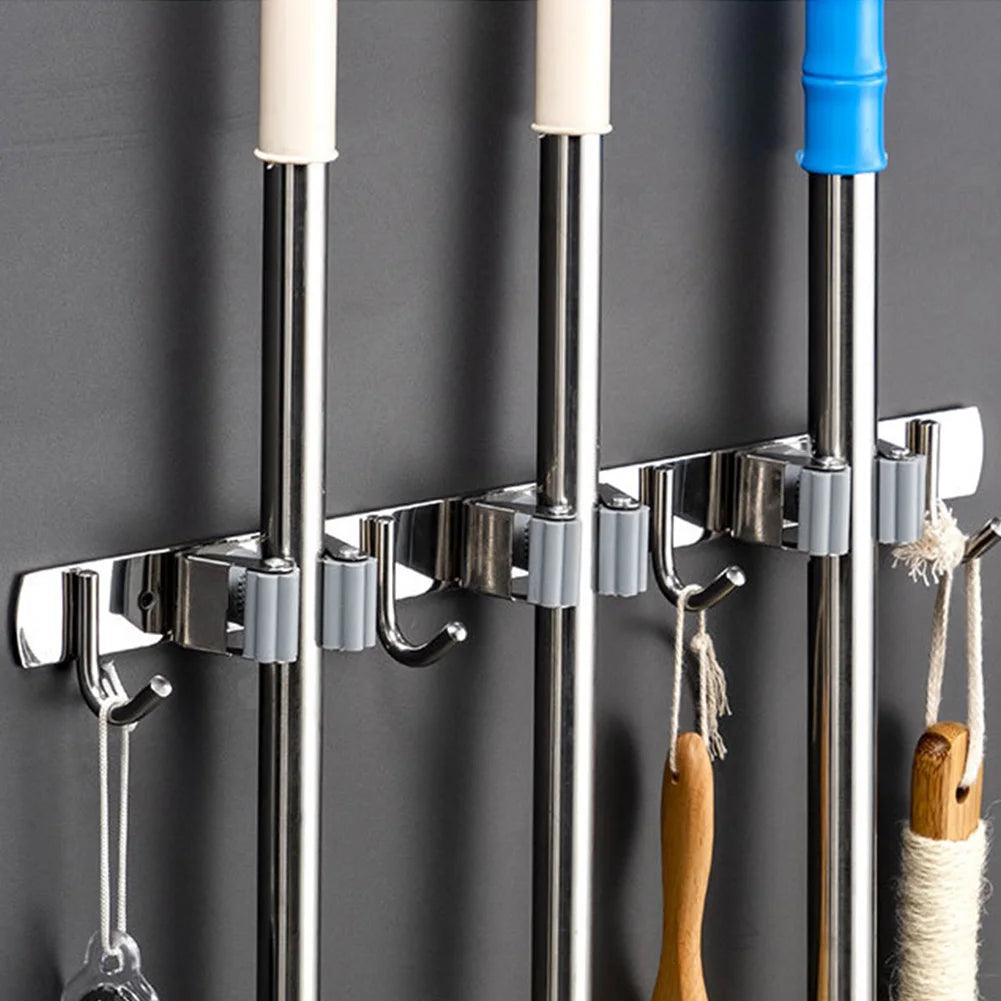 Wall Mount Mop Organizer Holder Broom Hook Stainless Steel Storage Hook Kitchen Bathroom Organization Accessories