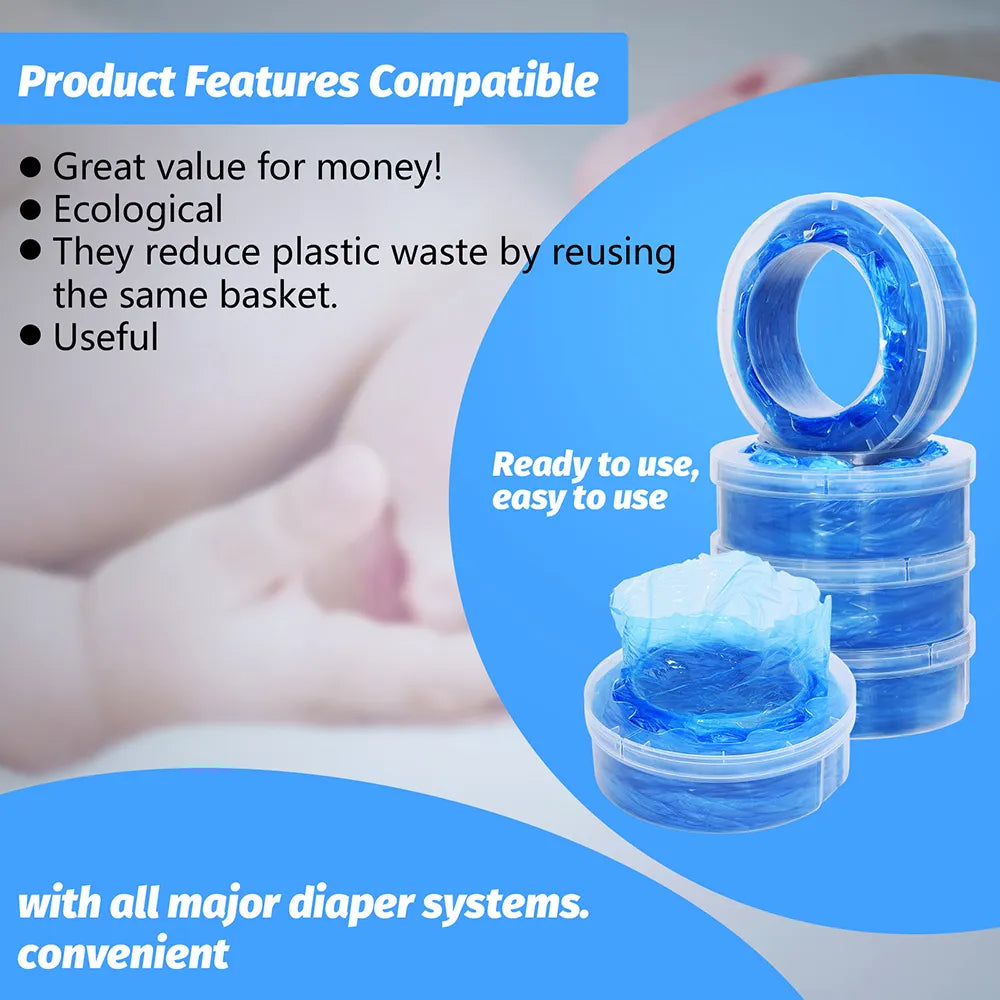 Bady Diaper Refill Bags for Twist &amp; click For Sangenic Diaper Pails Degradable Garbage Plastic Trash Waste Replacement Bag