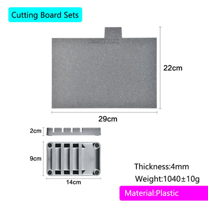 Schnesland Multifunction Cutting Board Sets 4Pcs Plastic Mats Marble Coating Kitchen Boards Set