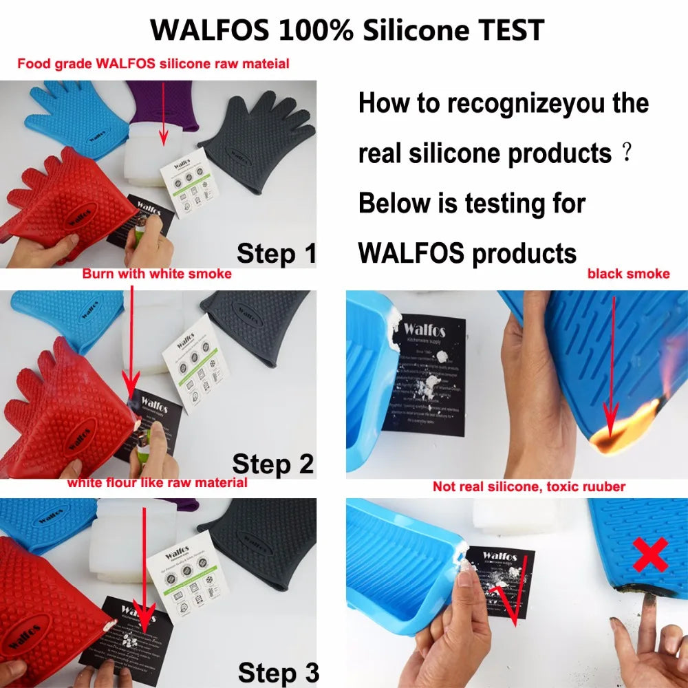 Walfos Silicone Oven Kitchen Glove Heat Resistant Thick Cooking BBQ Grill Glove Oven Mitts Kitchen Gadgets Kitchen Accessories