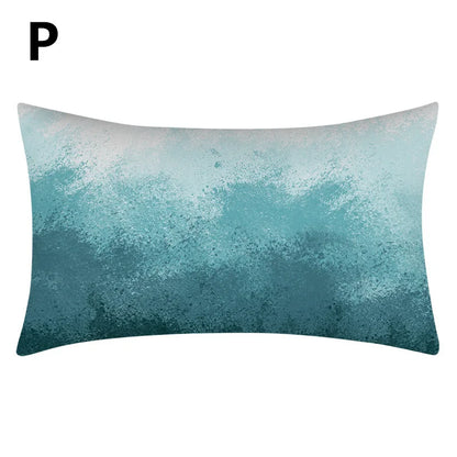 Rectangular Teal Blue Green Pillowcase Nature Style Sofa Waist Lumbar Throw Zippered Cushion Protector Cover Home Decor 30x50cm