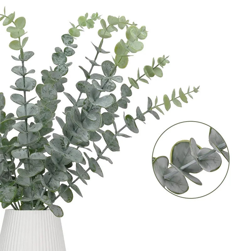 12PCS Artificial Eucalyptus Leaves Fake Green Leaf Branches for Wedding Party Outdoor Garden Table Decoration Home Decor Plants