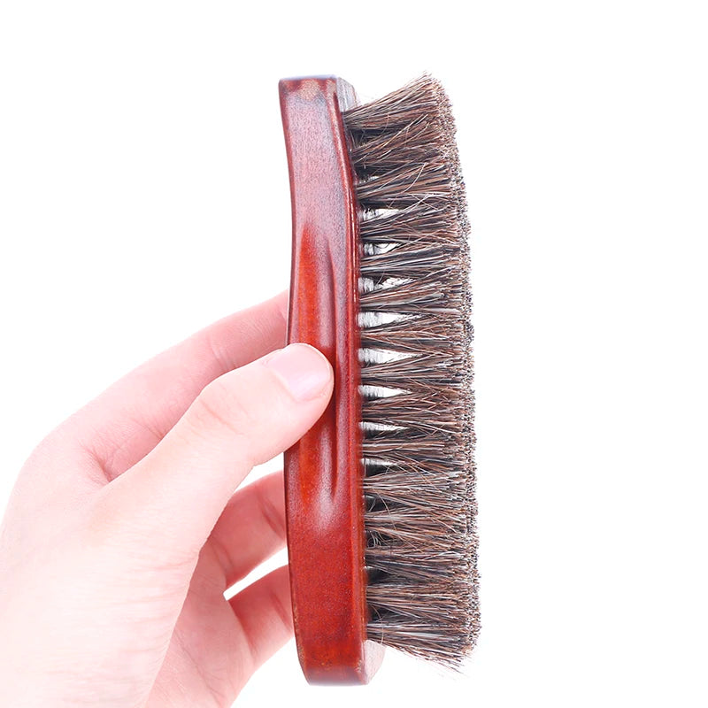 Natural wood Bristle Horse Hair Shoe Boot Brush Care Clean Shine Polish Brush