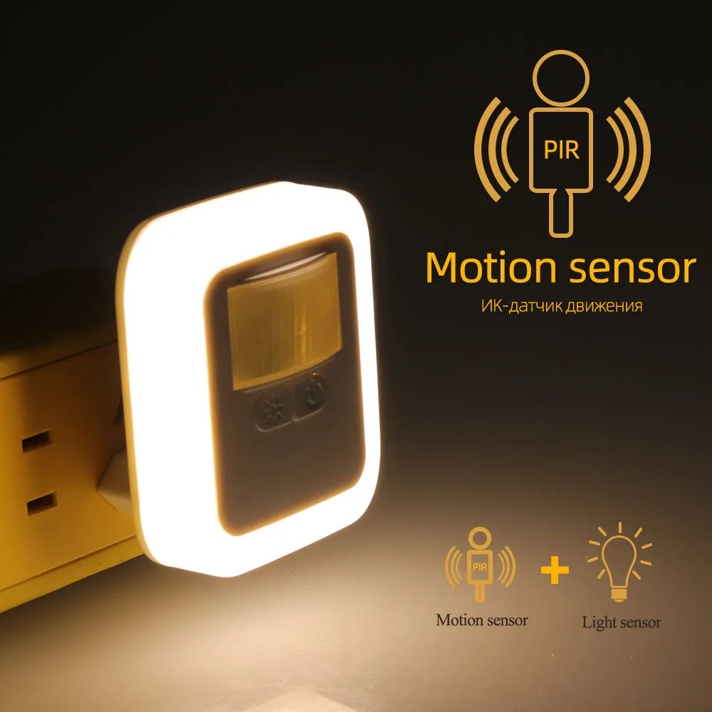 LED Night Light Motion Sound Sensor Lights Bedroom Decor Lamp Smart Brightness Adjustment Home Staircase Decorative Night Lamps