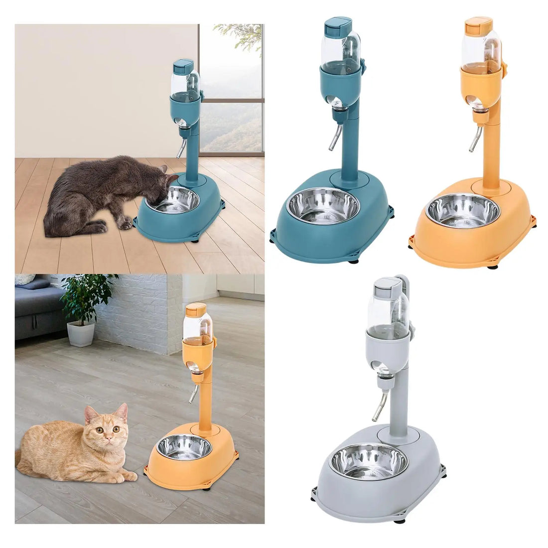 2 in 1 Pet Feeder and Waterer Water Bottle Drinking Fountain Pet Bowl Cat Dog Pet Feeding Automatic Water Drinker Food Container