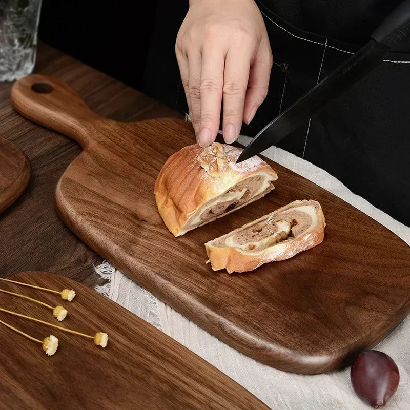 Black Walnut Wood Chopping Board Western Style Pizza Sushi Cutting Board Cheese Steak Tray Board Wooden Bread Tray Fruit