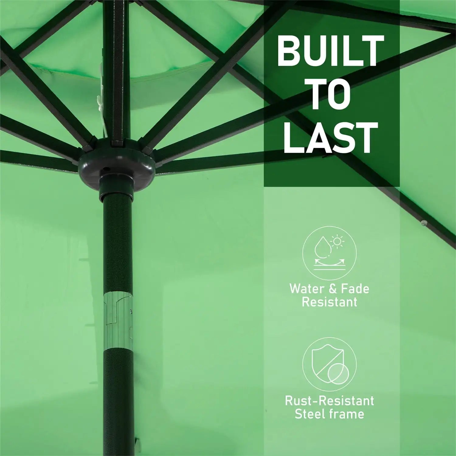 10FT Solar LED Outdoor Market Patio Umbrella with Easy Tilt Adjustment, Green