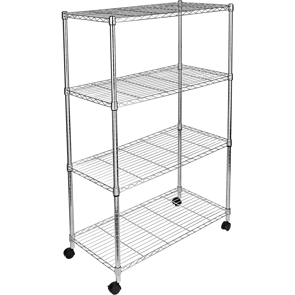 YSSOA 4-Tier Heavy Duty Storage Shelving Unit,Chrome,35L x 18W x 61H inch