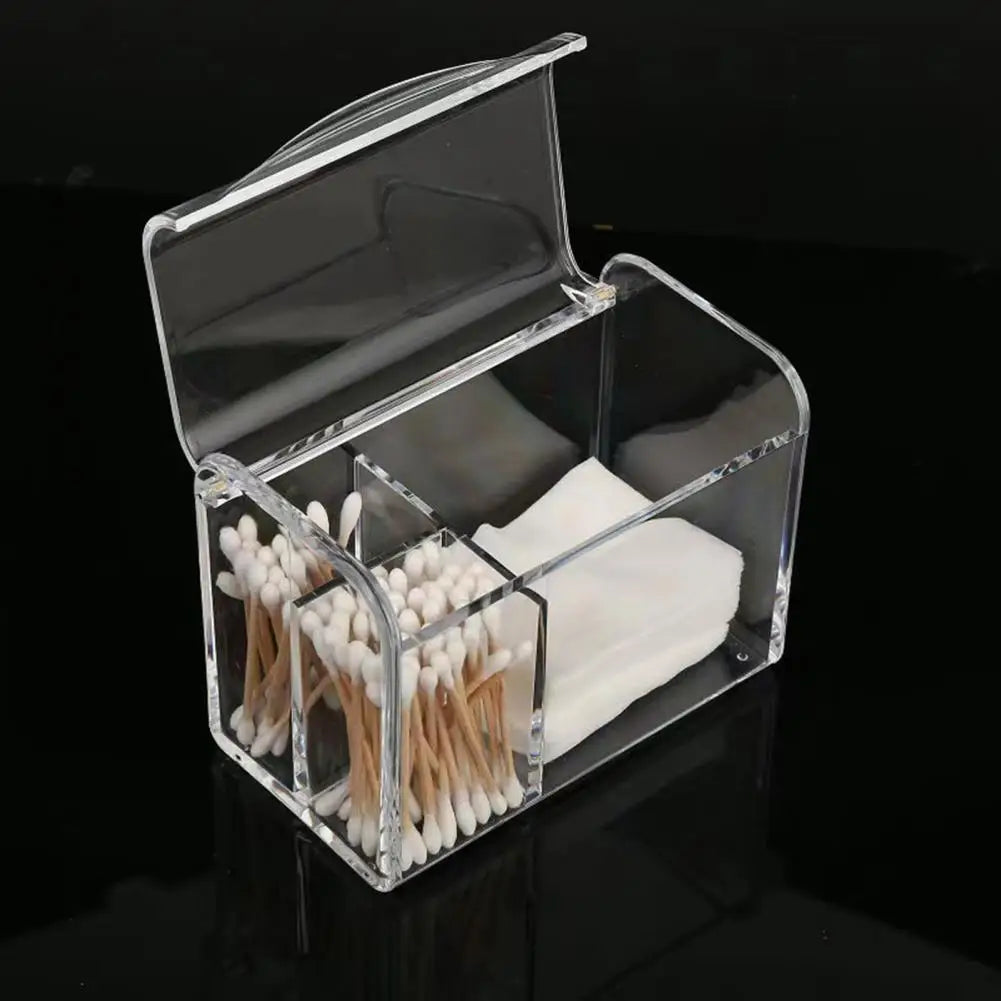 Acrylic Bathroom Organizer Stylish Acrylic Swab Jewelry Storage Solution Transparent 3-grid Holder with for Q-tips for Bedrooms