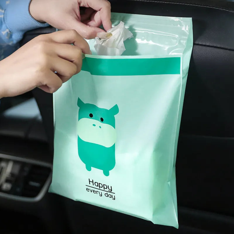 15Pcs Car Garbage Bag Kitchen Trash Rubbish Bag Traveling Portable Auto Seat Back Pasting Trash Bag Office Home Disposable Bag