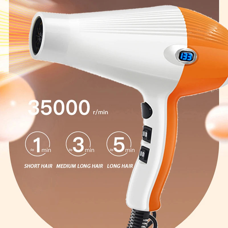 Handy Hair Dryer With Temperature Display Nozzle Blower Super Strong Hot Air Hairdressing Supplies Personal Care Product Tools