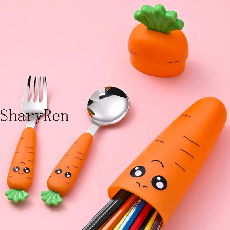 1/3Pcs Baby Feeding Utensils Cartoon Vegetable Fork Spoon Child Cutlery Set Kid Teaspoon Tableware Kitchen Gadgets Baby Items