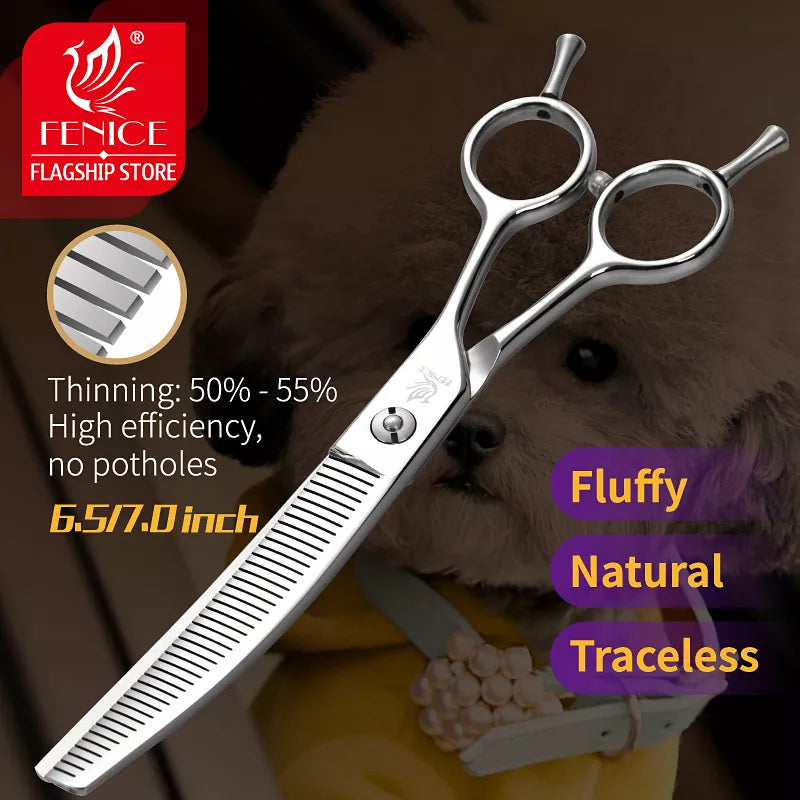 Fenice 7.0/7.5 inch Professional Dog Grooming Scissors Cuved Thinning Shears JP440C Groomer Tools A-type Handle