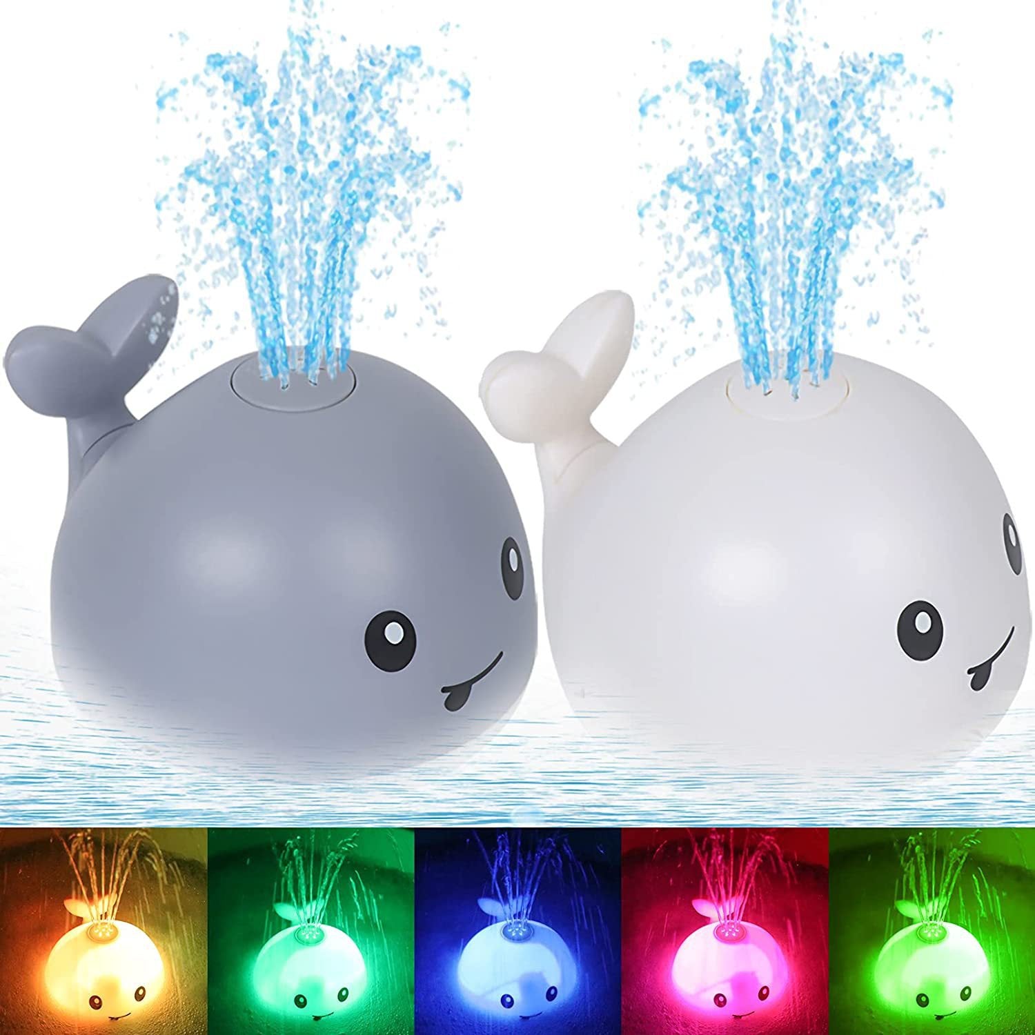 Water spray whale baby bathroom toys with lights and music